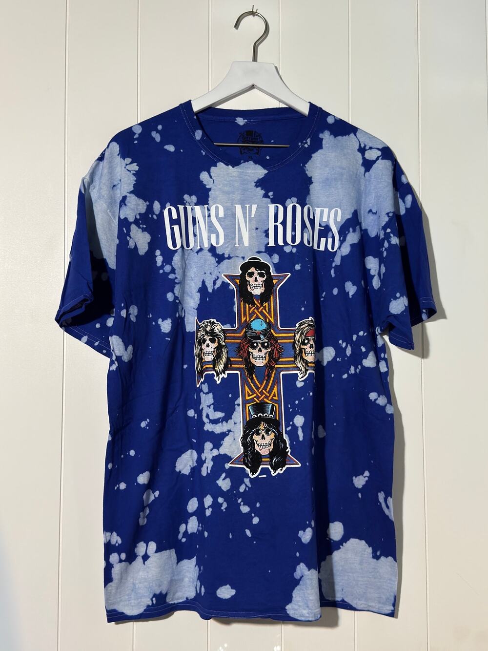 Copied - Guns N' Roses Tie Dye Graphic Blue White Concert Tee Size XL